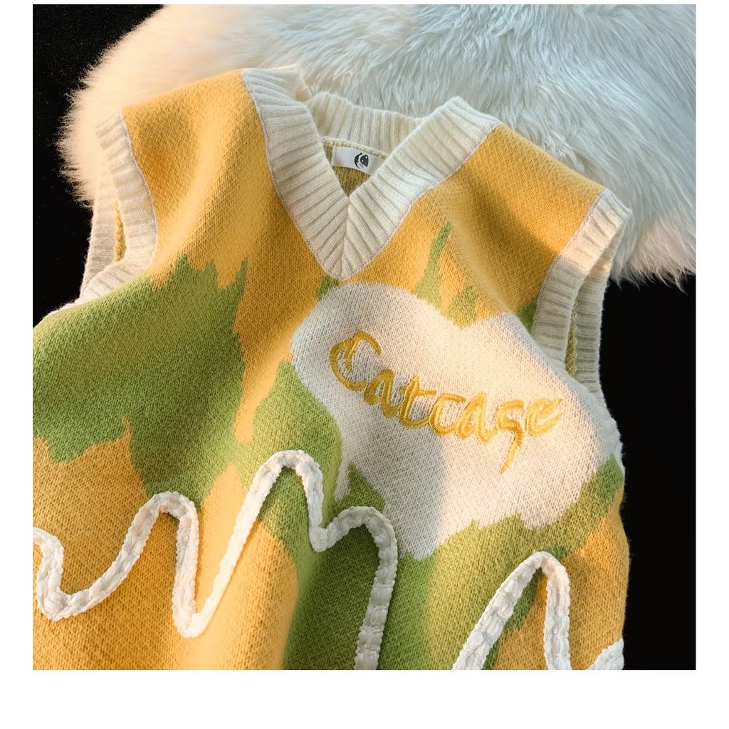Áo sweater Dệt Kim Cổ v Thiết Kế Lệch Tà Kiểu Mỹ Cá Tính Cho Nam Và Nữ