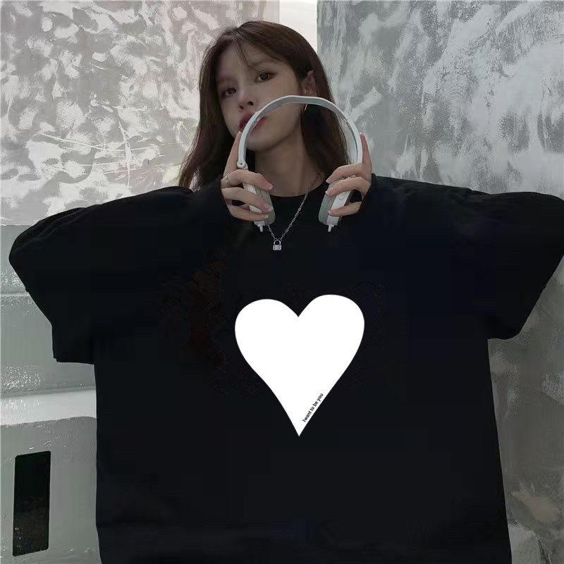 Áo Sweatshirts Mỏng Tay Dài Dáng Rộng In Hình Cho Nữ