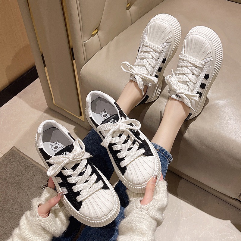 Giày Thể Thao Đế Dày Màu Trắng Thời Trang Xuân Thu 2023 Mới Cho Nữ