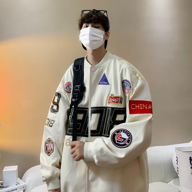 Áo khoác bóng chày nam thêu họa tiết phong cách retro mỹ thời trang mùa thu mới cho cặp Đôi thời trang trẻ trung phong cách hót triend