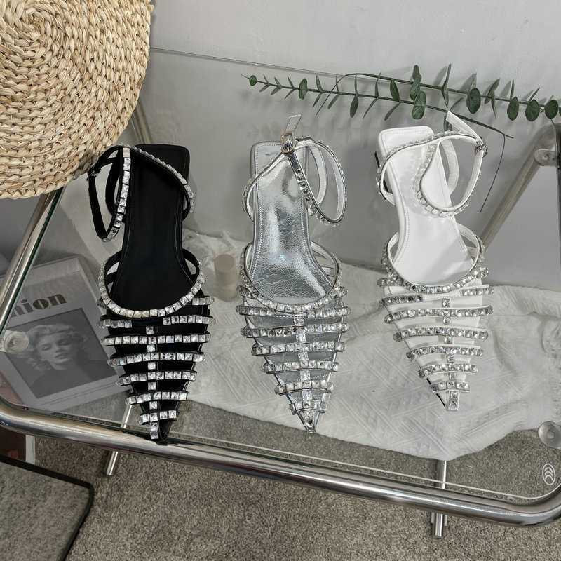 Giày Sandal Mũi Nhọn Đính Đá Thời Trang Xuân Hè 2023 Phong Cách Mới Cho Nữ