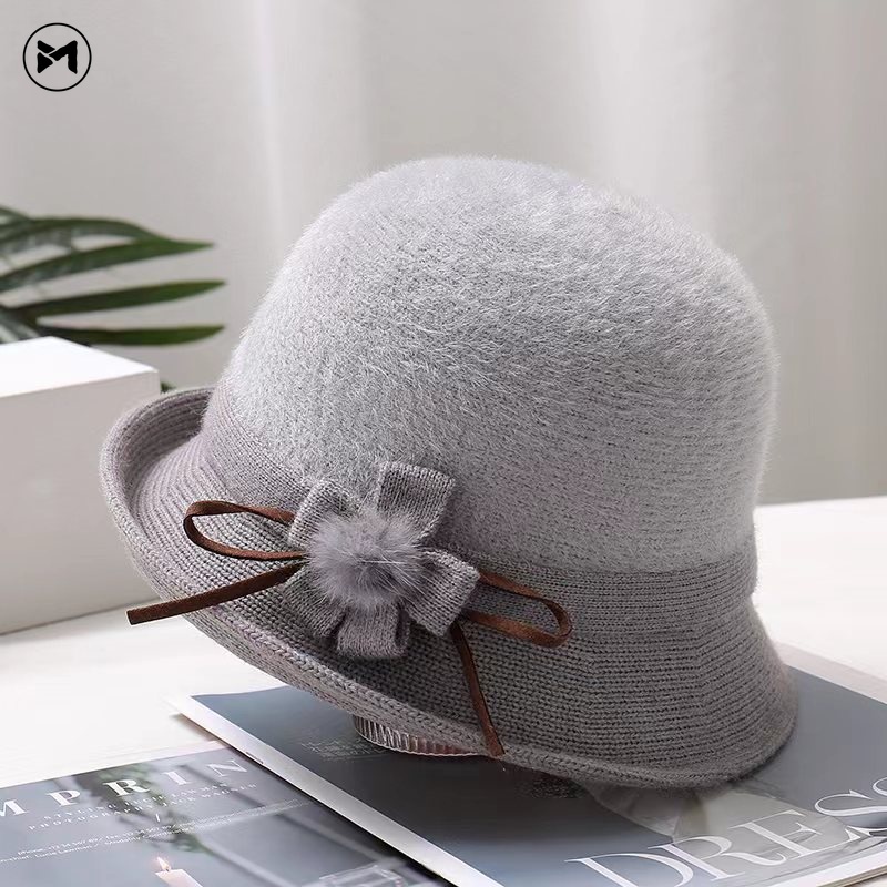 Nón Tai Bèo Phối Lông Nhung Mềm Mại Thời Trang Mới 2023 Cho Phụ Nữ Trung Niên