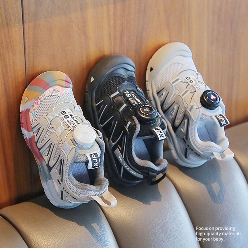Amila Giày Thể Thao Chạy Bộ / Đi Bộ Đường Dài Đế Mềm Có Khóa Xoay Cho Bé Trai Và Bé Gái