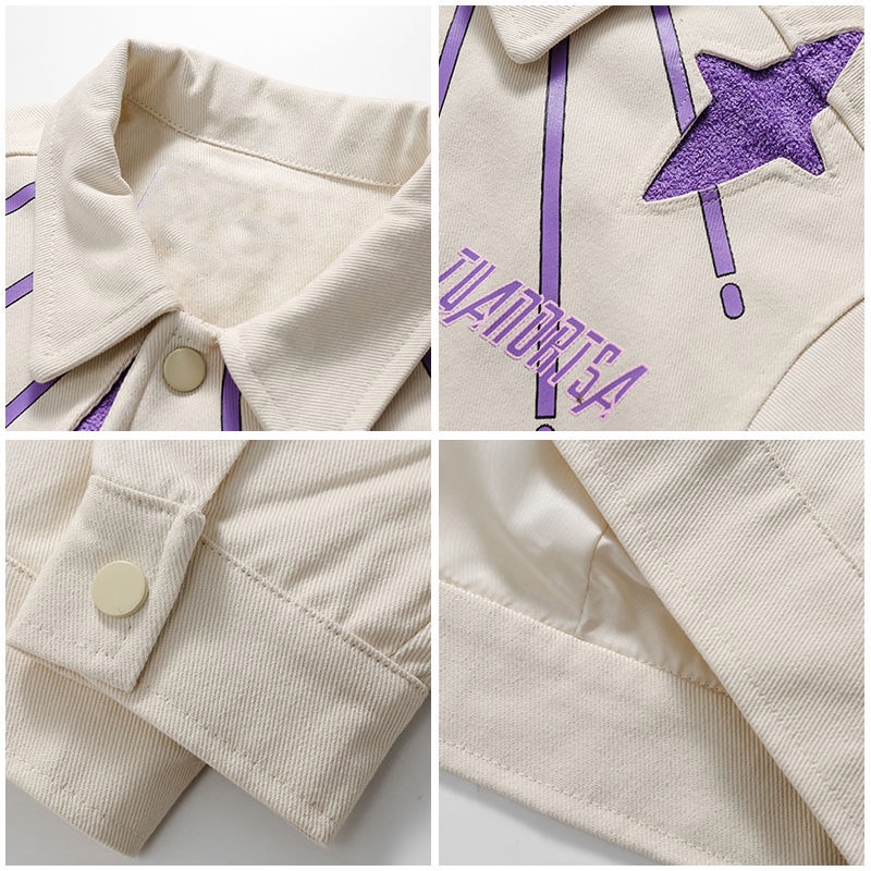 Eershenshi Áo Khoác Dáng Rộng Thêu Hình Bướm Đơn Giản Phong Cách Đường Phố Mỹ Chất Lượng Cao Cho Nam