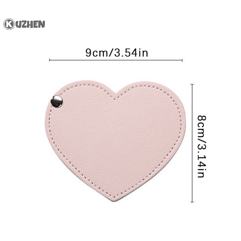 Gương Trang Điểm mini kuzhen Bằng pu Hình Trái Tim Có Thể Gập Lại