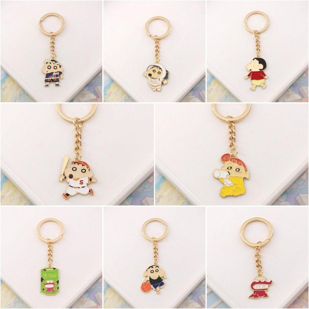 Móc khóa MMULCK kim loại hai mặt hình chú chó Shin-chan hoạt hình cho cặp đôi