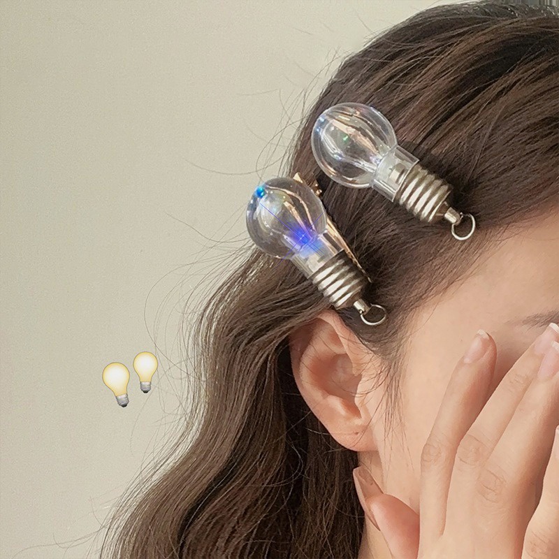 Bộ 2 Kẹp Tóc Bóng Đèn Phát Sáng Thời Trang Sáng Tạo