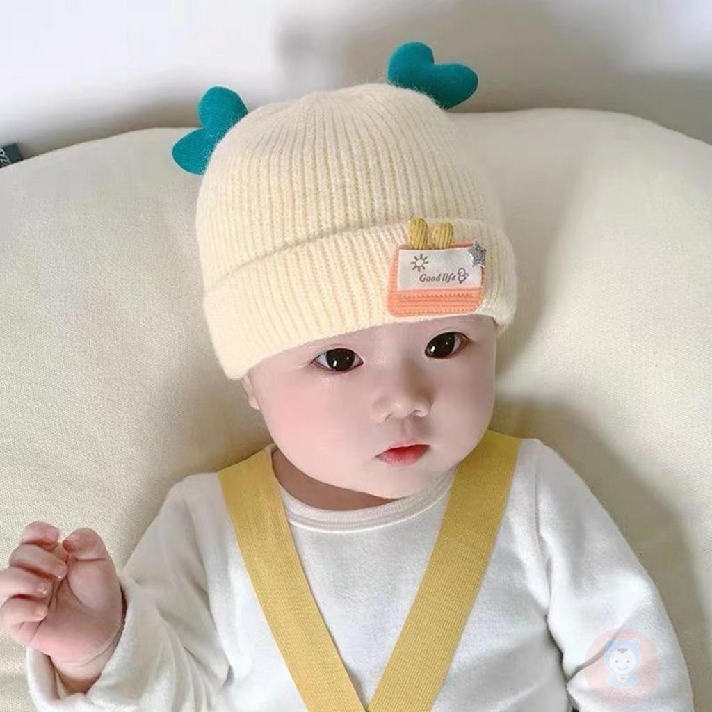 Mũ Len beanie Ấm Áp laa6-baby Mùa Đông Với Sừng Hươu