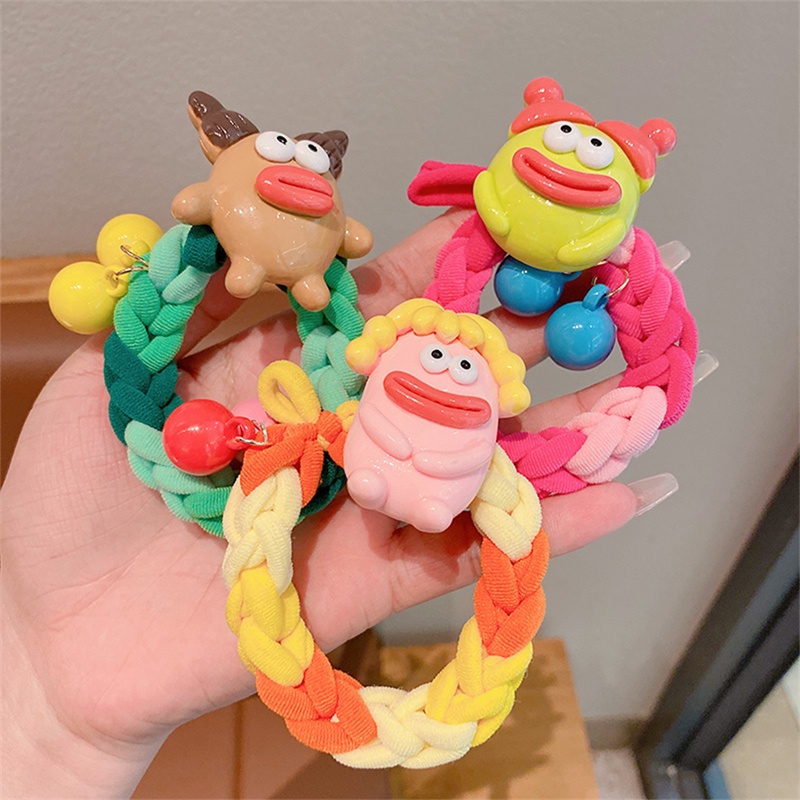 Dây Cột Tóc Cao Su Co Giãn Họa Tiết Hoạt Hình Nhiều Màu Phong Cách Hàn Quốc Cho Nữ