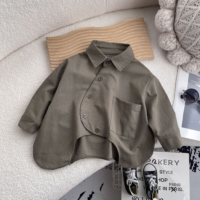Áo Sơ Mi Tay Dài Cài Nút Phong Cách Hàn Quốc Thiết Kế Mới 2023 Cho Bé Trai