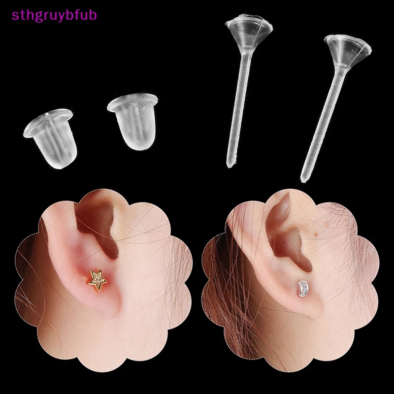 Sthb Set 100 Cái Bông Tai Hình Ghim Và Sau Bằng Nhựa Trong Suốt vn