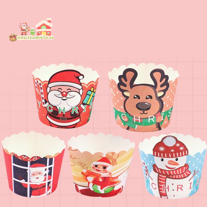Newandrain 2024 Bánh cupcake muffin Chịu Nhiệt Cao Trang Trí Giáng Sinh Đẹp Mắt