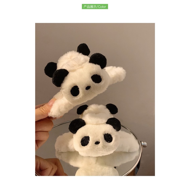 Kẹp Tóc Hình Gấu Trúc / Cá Mập Hoạt Hình Bằng Lông Nhung Dễ Thương Xinh Xắn 2023