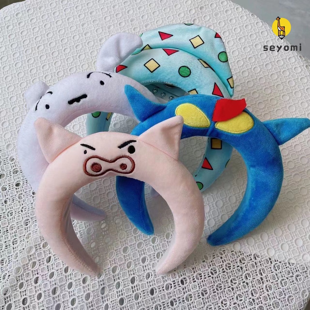 Kawaii Băng Đô Cài Tóc Bông Hình Cậu Bé Bút Chì shin-chan Rửa Mặt Trang Điểm Rửa Mặt