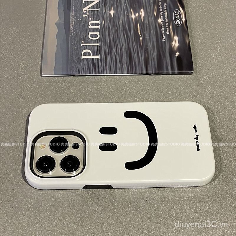 Ốp Điện Thoại in Hình Mặt Cười Phong Cách Hàn Quốc Cho Iphone 13 14Promax 12 11