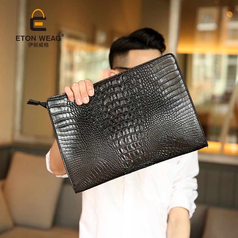 Túi Clutch cầm tay nam da nhám vân cá sấu hàng cao cấp