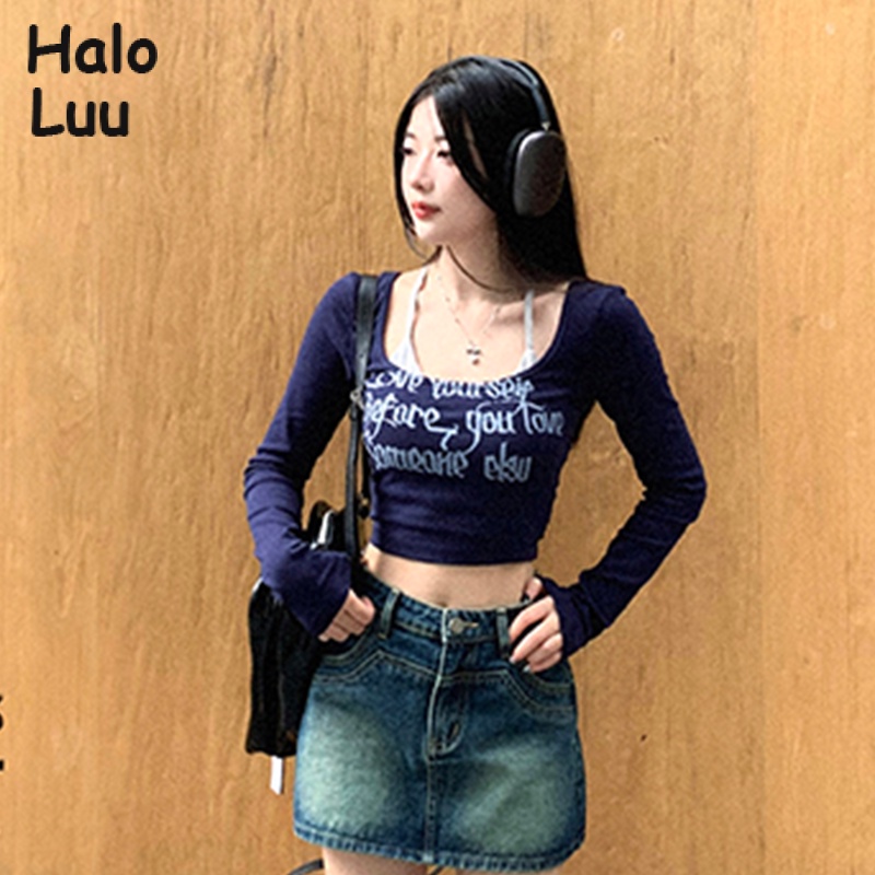 Halo  Luu áo phông áo thun nữ croptop baby tee Trendy Korean Thời trang INS WTX2392ZDJ38Z230923