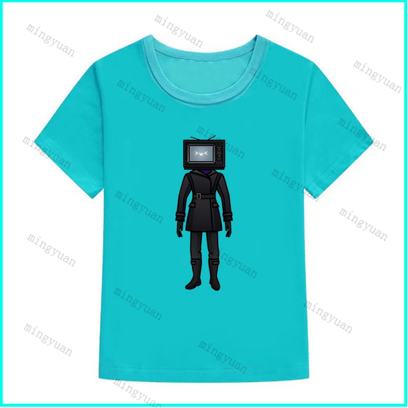 Áo Thun Ngắn Tay Dáng Rộng In Hình Mingyuan Tv Skibidi Toilet Cho Thanh Thiếu Niên