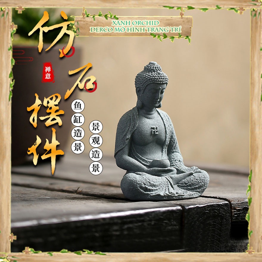 Đồ Trang Trí "Tượng Phật" Phong Cảnh Non Bộ Nước Chảy Trang Trí Sen Đá, Sân Vườn/ Chậu Cây, DYI, Terrarium