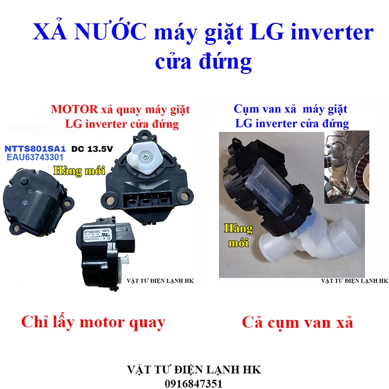 Motor xả quay máy giặt LG inverter cửa trên, Cụm moto Van quay xả nước MG lồng đứng hàng Xịn