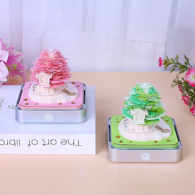 Lịch 3d 24 Tờ Ghi Chú Hình Ngôi Nhà Trên Cây Xinh Xắn
