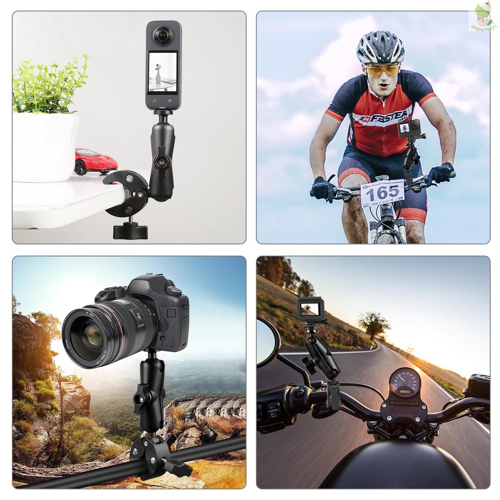 Kẹp Gắn Tay Lái Xe Máy puluz pu909b Hai Đầu Xoay 360 Độ° Đầu Bi Xoay Kèm Ốc Vít 1 / 4 inch Dành Cho camera Hành Trình Come-9.7