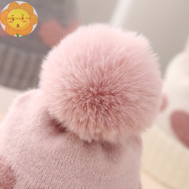 Vastji Mũ Len Dày Dặn Giữ Ấm Mùa Thu Đông Cho Bé Gái 0-12 Tháng vn