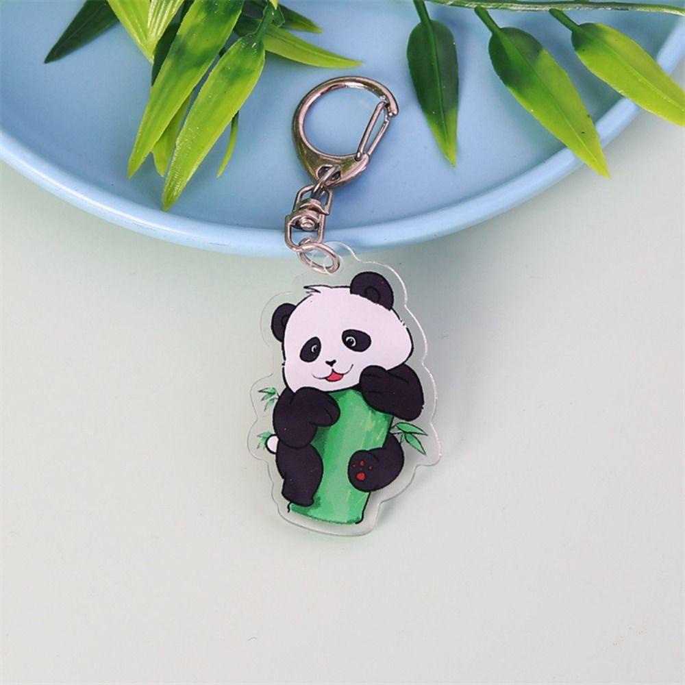 Lanfy Móc Chìa Khóa acrylic Hình Gấu Trúc Hoạt Hình Vui Nhộn diy