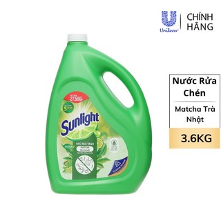 Nước rửa chén bát sunlight khử mùi tanh matcha trà nhật - can 3.6kg