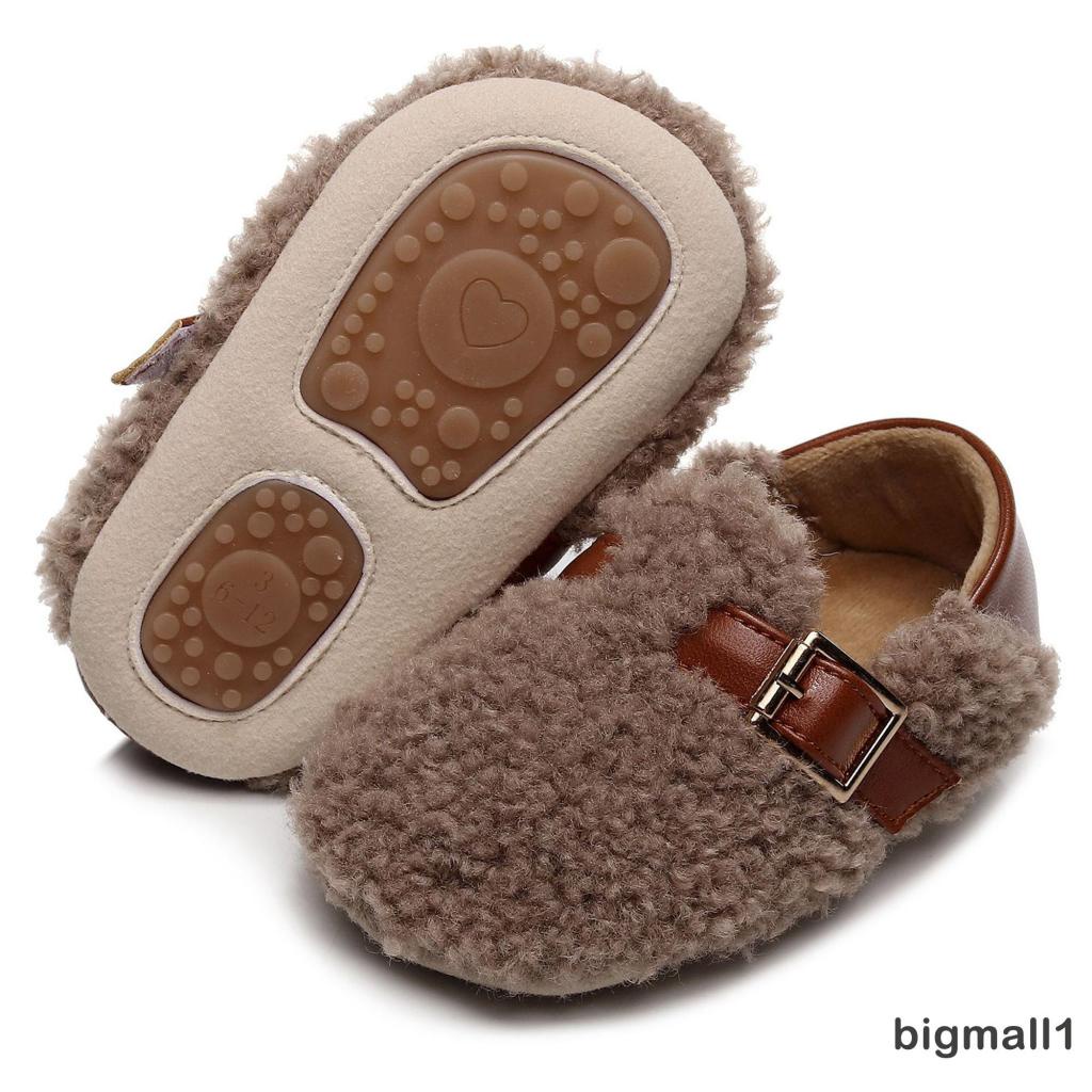 Bigmall Giày Lông Cừu Đế Mềm Chống Trượt Mùa Đông Cho Bé Gái