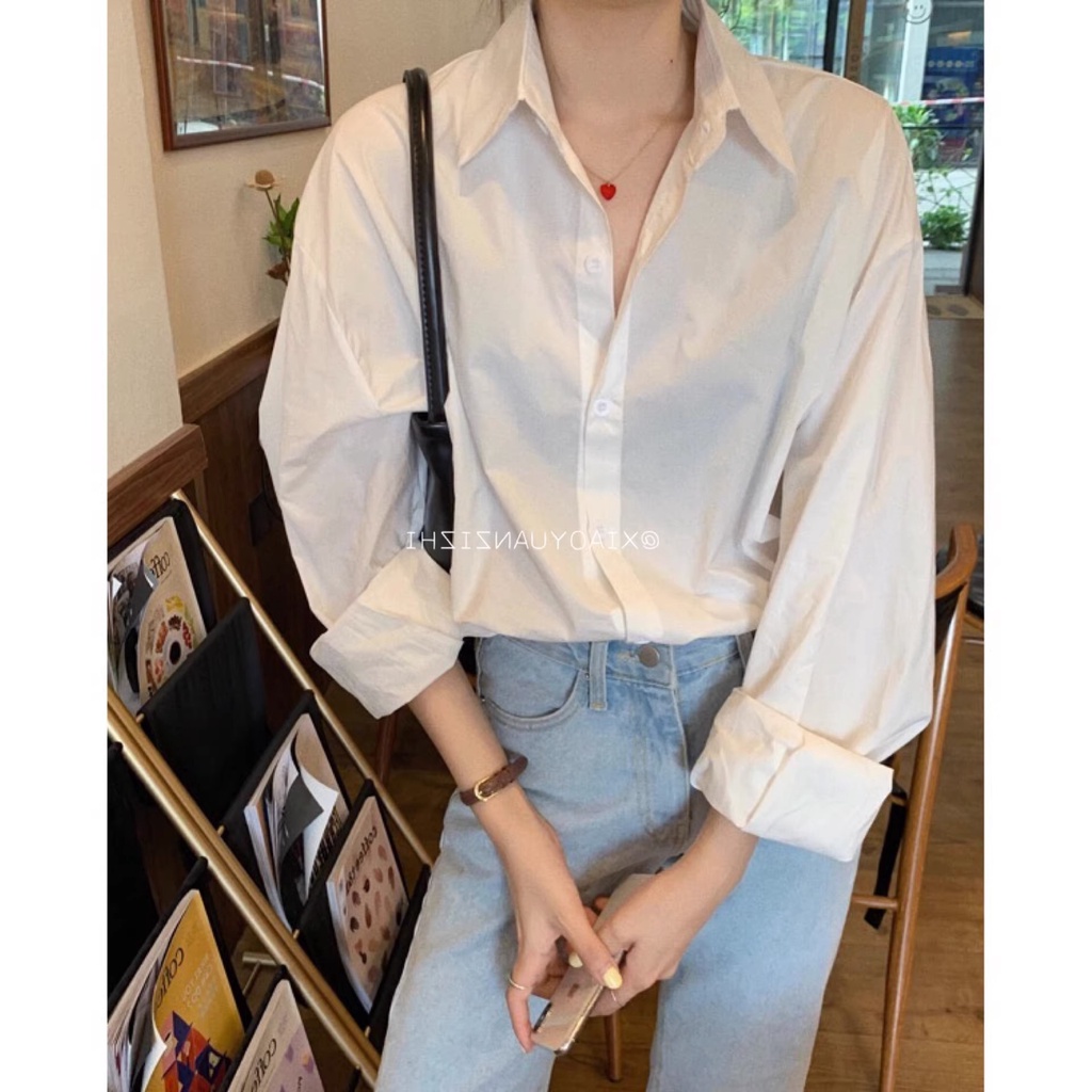 Áo Sơ Mi Trắng Dáng Rộng Thời Trang Thanh Lịch