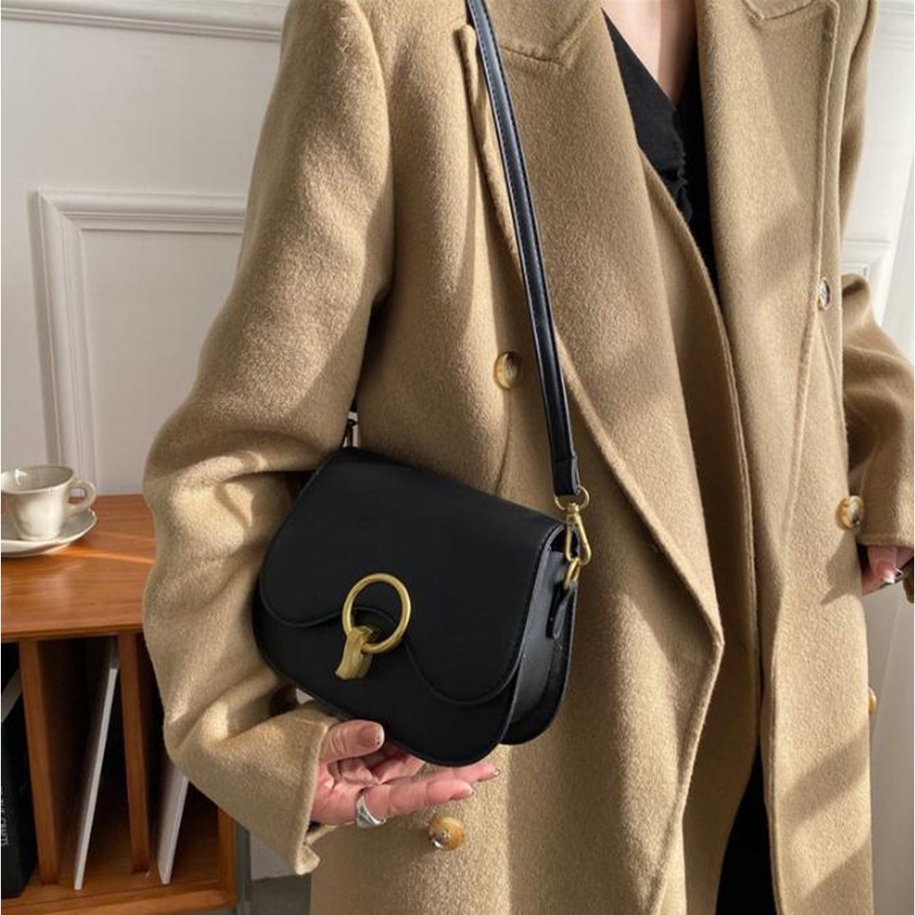 Túi nữ đeo chéo đeo vai thời trang HOKOBI hoạ tiết khoá chữ O tròn