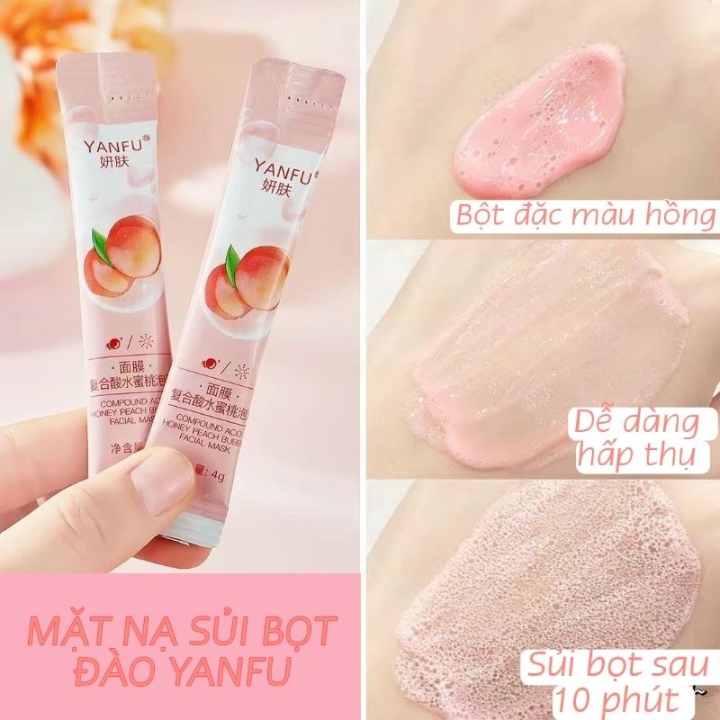 Hộp 12 gói Mặt Nạ Sủi Bọt hương Đào YANFU