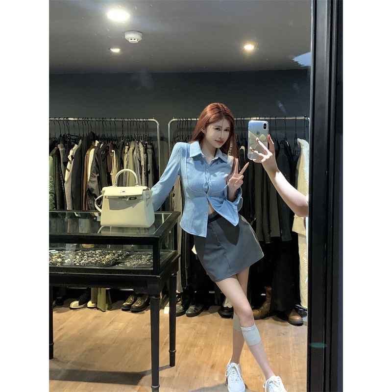 Áo y2k Áo Sơ Mi Nữ Tay Dài Họa Tiết Thêu Thời Trang Thanh Lịch