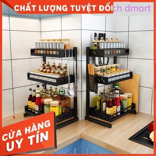 Kệ bếp inox đựng gia vị nhà bếp 2 tầng, 3 tầng phun sơn tĩnh điện, kệ đựng gia vị eccox