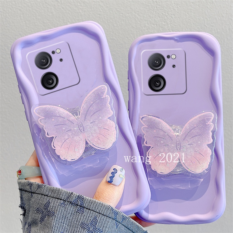 Ốp Điện Thoại Màu macaron Có Giá Đỡ Hình Bướm Cho xiaomi13t xiaomi 13t pro 5g