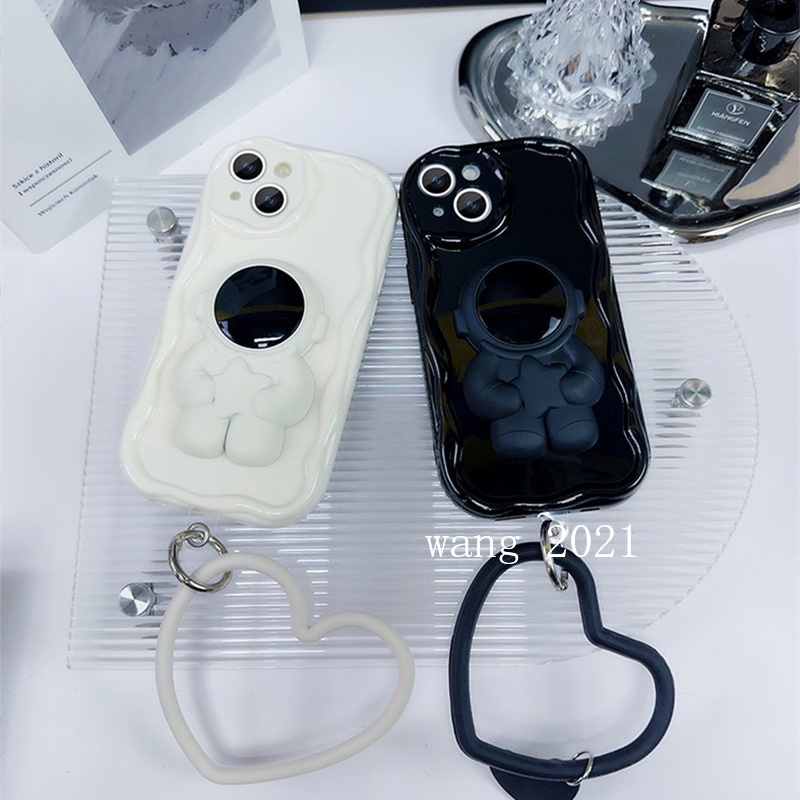 Ốp Điện Thoại Dẻo Màu Trơn Họa Tiết Phi Hành Gia Kèm Vòng Đeo Tay & Giá Đỡ Tàng Hình Cho xiaomi 13t xiaomi 13t pro 5g