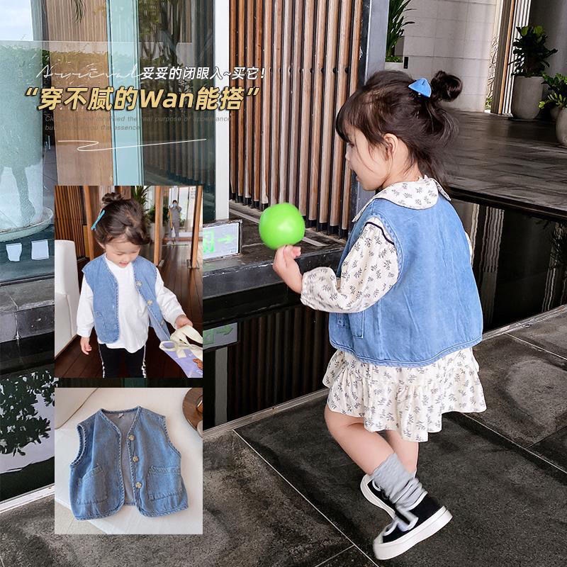 Áo Khoác denim Không Tay Thời Trang Xuân Thu Cho Bé