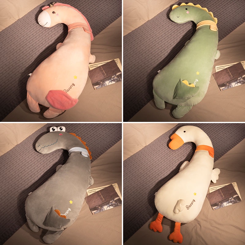 Thú Nhồi Bông Hình Chú Ngỗng / Khủng Long Trắng Cỡ Lớn Thoải Mái Cho Bé