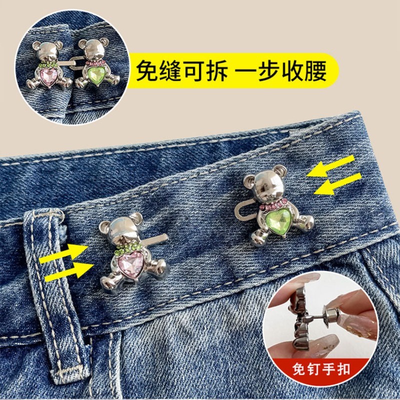 Mới Ghim Cài Cài Hình Gấu Bằng Đá zircon Dễ Thương Dùng Trang Trí Thắt Lưng Quần Jean