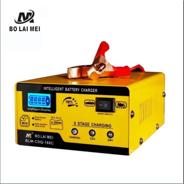 SẠC BÌNH ĂC QUY Ô TÔ 12V-24V - 200AH THÔNG MINH TỰ ĐỘNG NGẮT KHI ĐẦY - BTN23