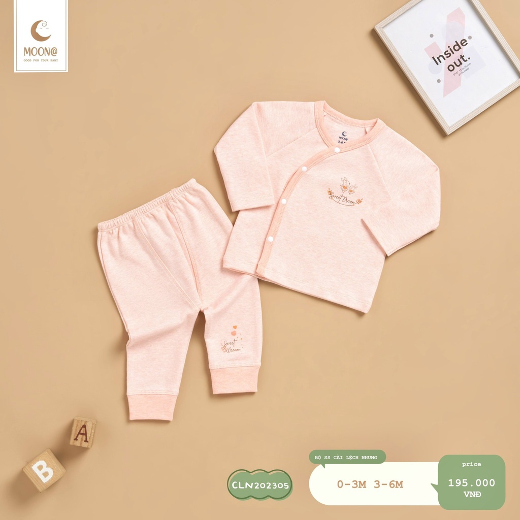 Bộ sơ sinh cài lệch Moona chất liệu nỉ nhung cho bé trai và bé gái