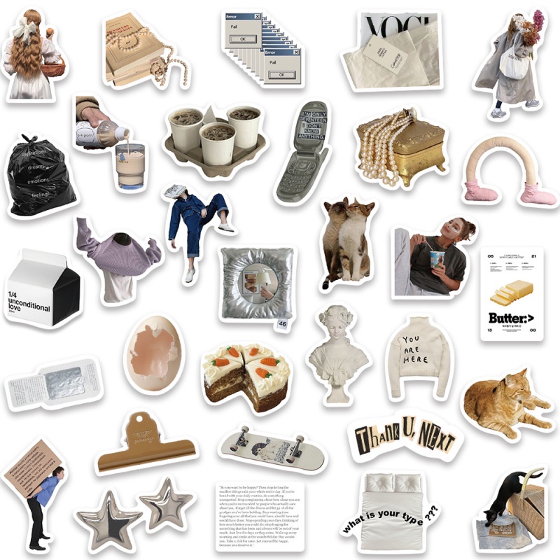 Set 63 Miếng Dán Hoạt Hình Trang Trí Laptop / Cốc Nước / Điện Thoại