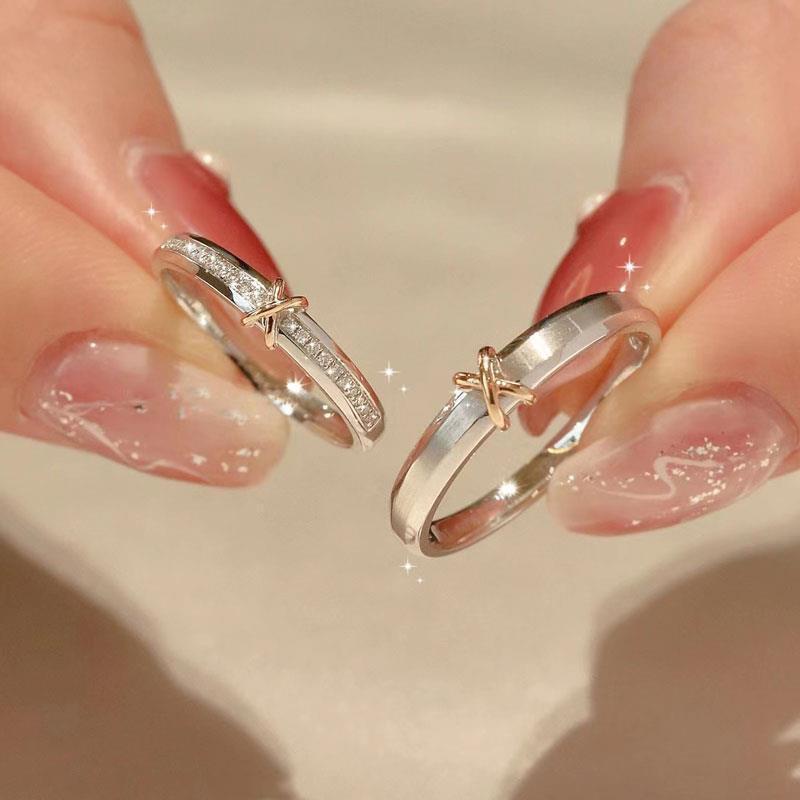 Eternal Nhẫn Cặp Đôi Hình Trái Tim Mạ Điện Màu Sắc Đơn Giản Có Thể Điều Chỉnh Làm Quà Tặng Valentine / Ngày Lễ Tình Nhân