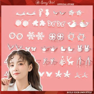 Bông Tai Mạ Bạc 925 Hình Trăng Sao Đơn Giản Sáng Tạo Phong Cách Hàn Quốc Cho Nữ