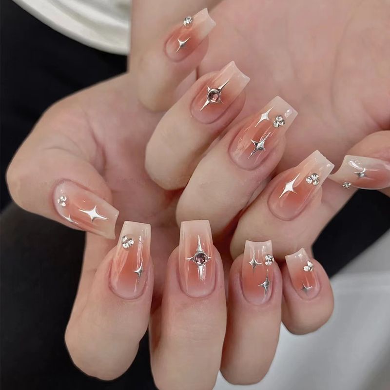 Miếng Dán Trang Trí Móng Tay Họa Tiết Ngôi Sao Đính Đá 5d Nhiều Màu Sắc