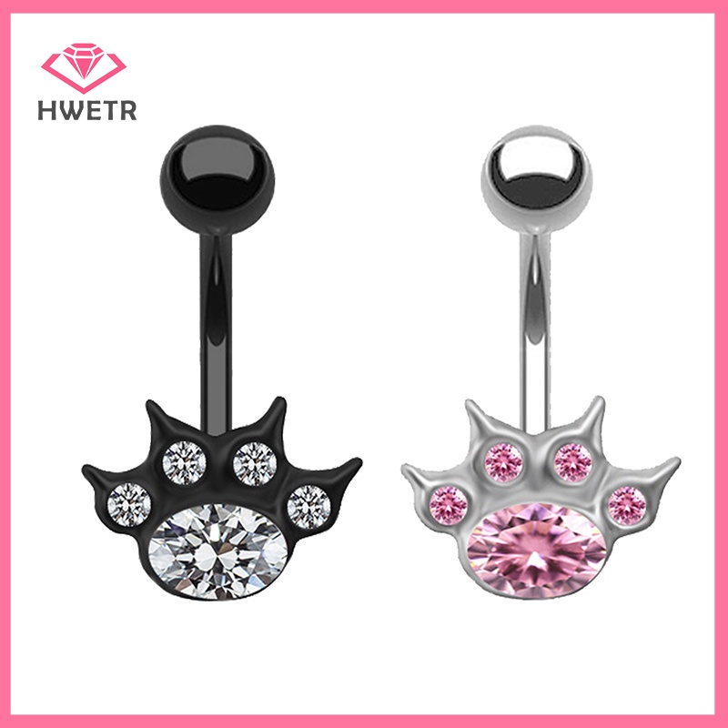 Khuyên Rốn Hình Dấu Chân Mèo Đính Đá Pha Lê Thời Trang Mới