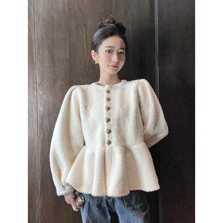 Niche áo khoác lông cừu tay dài phối một hàng nút thời trang
