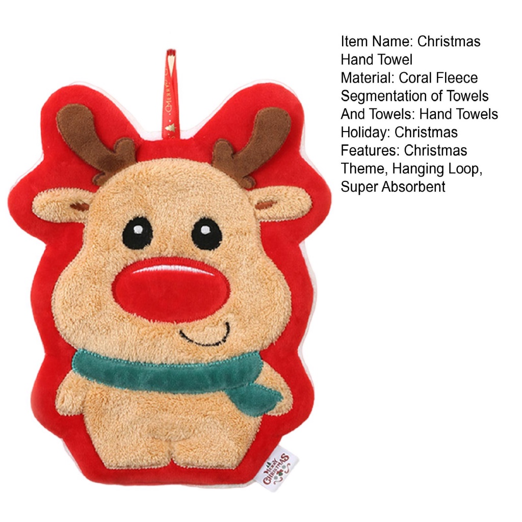 Đồ Chơi Bất Ngờ Độc Đáo Cho Bé| Khăn Lau Tay Nhà Bếp Vải Lông Cừu San Hô Mềm Mại Thấm Hút Nước Nhanh Khô Thiết Kế Hình Ông Già Noel / Người Tuyết / Tuần Lộc