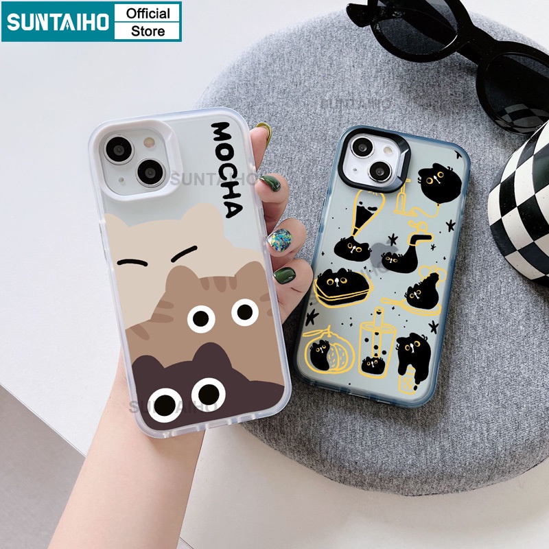 Suntaiho ốp lưng iphone Ốp Điện Thoại tpu Dẻo Họa Tiết Chú Mèo Dễ Thương Cho iphone 15 14 12 13 11 pro max ip 7 8 plus iphon x xs xr xsmax